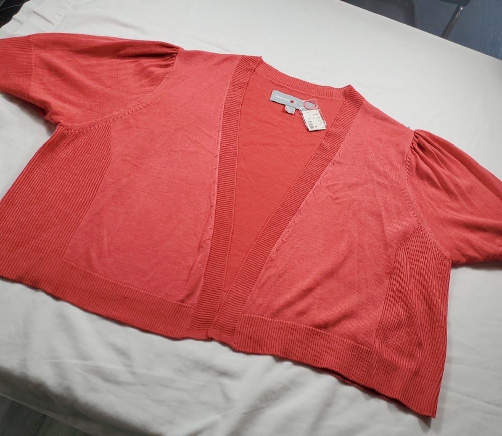 Avenue Studio Coral Short sleeve Women's Cardigan sz 22/24